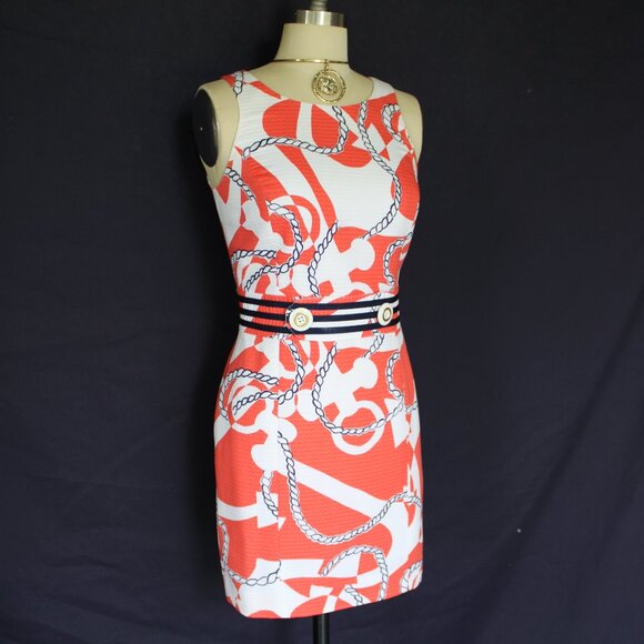 Lilly Pulitzer Kirkland dress tango orange booze cruize sailor nautical polo 2 - Picture 9 of 13